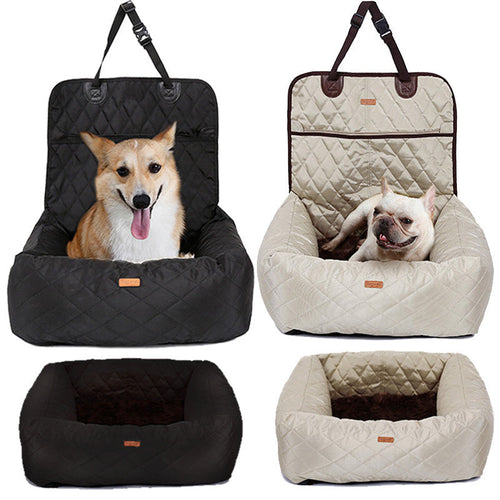 black and beige Pet Dog Carrier Folding Car Seat with dogs