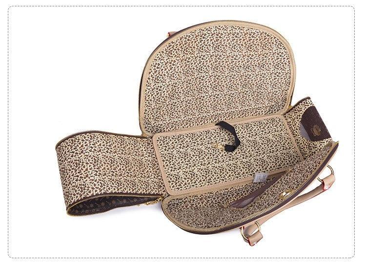 INSIDE OF Luxury Leather Pet Travel Tote: Stylish And Practical Dog And Cat Carrier