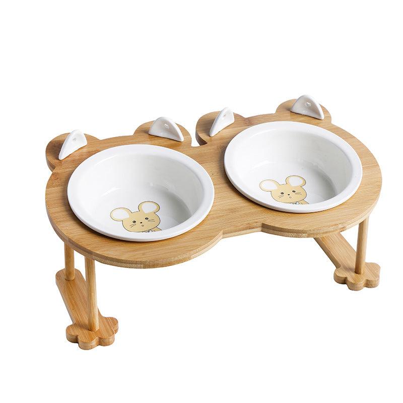 Elevatepet Ceramic Tilted Cat Bowl With Bamboo Stand-13