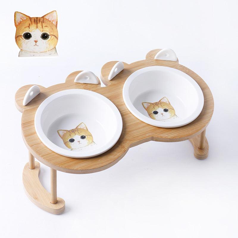 Elevatepet Ceramic Tilted Cat Bowl With Bamboo Stand-12