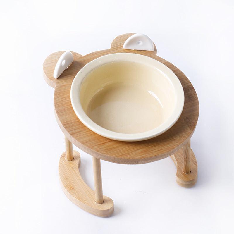Elevatepet Ceramic Tilted Cat Bowl With Bamboo Stand-2