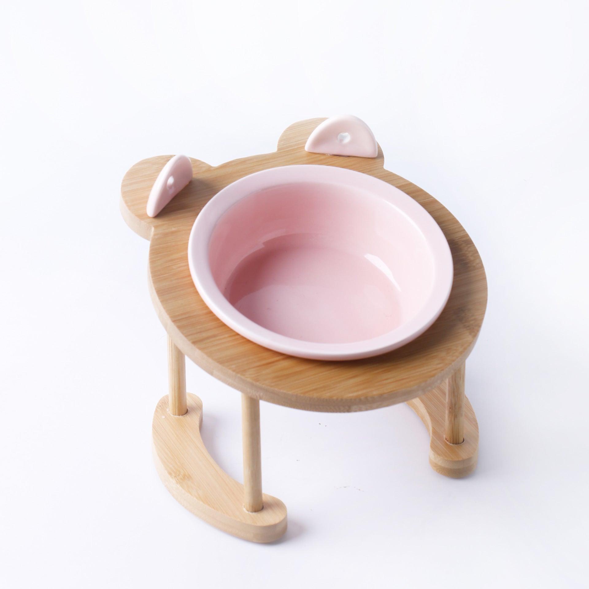 Elevatepet Ceramic Tilted Cat Bowl With Bamboo Stand-6