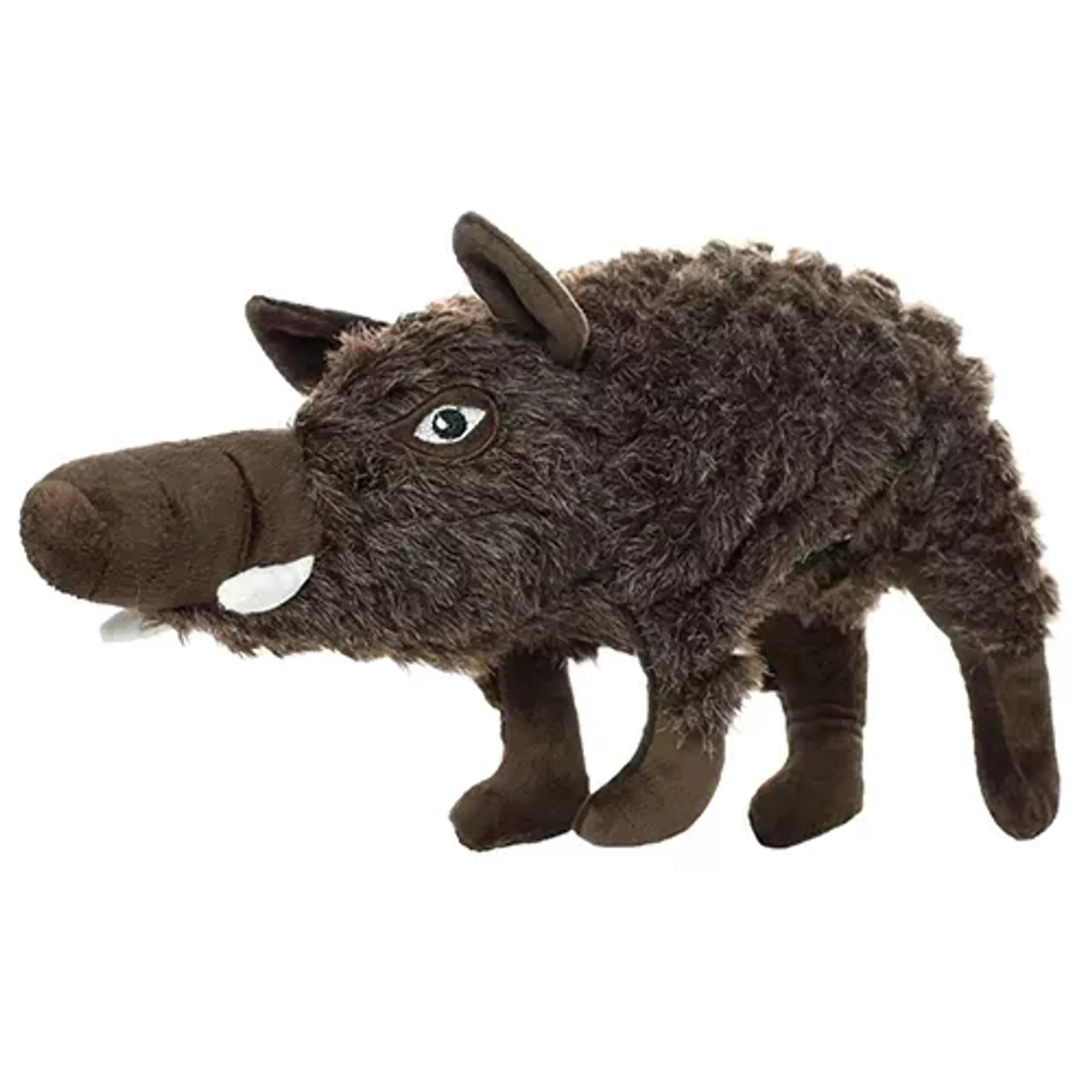 Plush toy resembling a boar on a white background