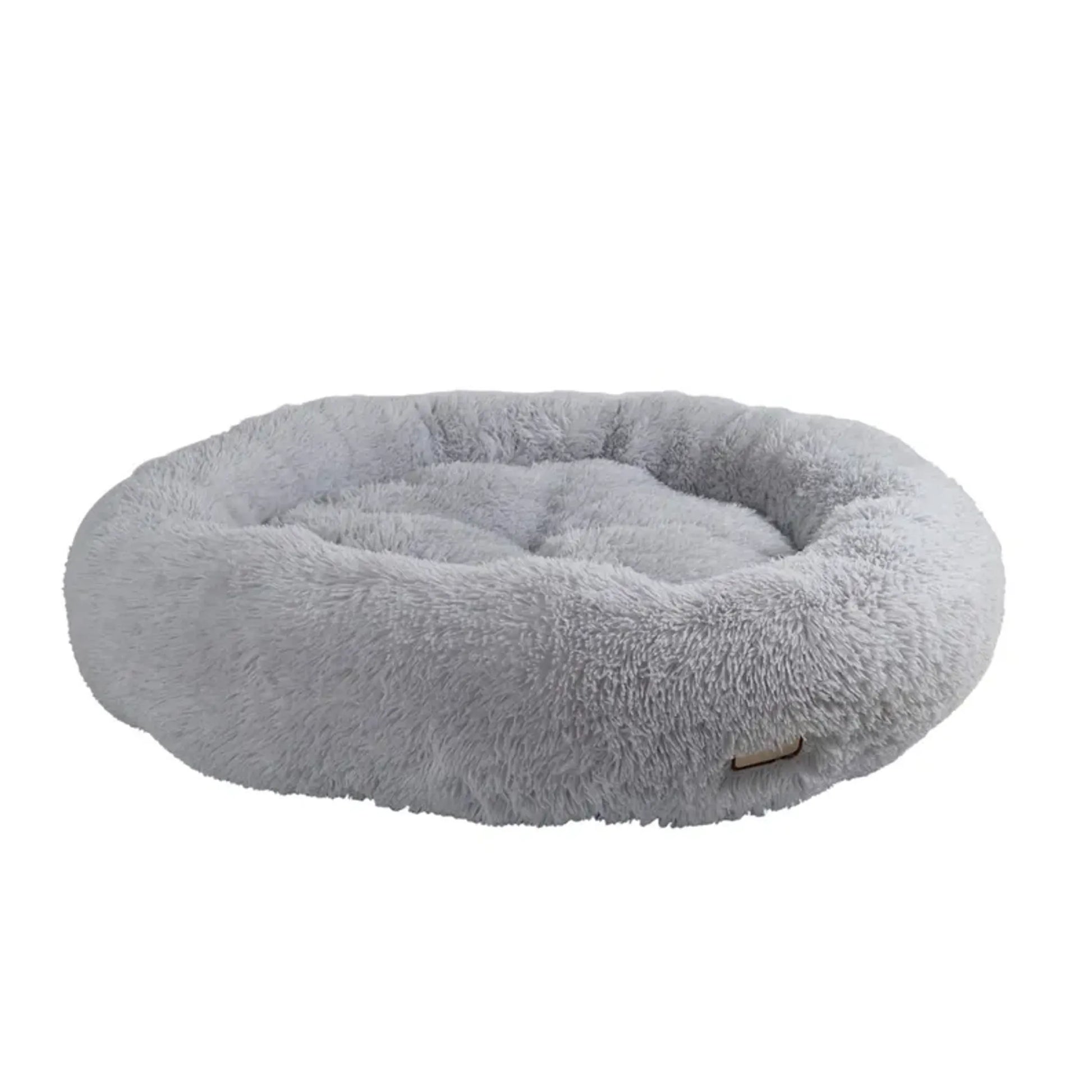 Fluffy Gray Round Cat Bed