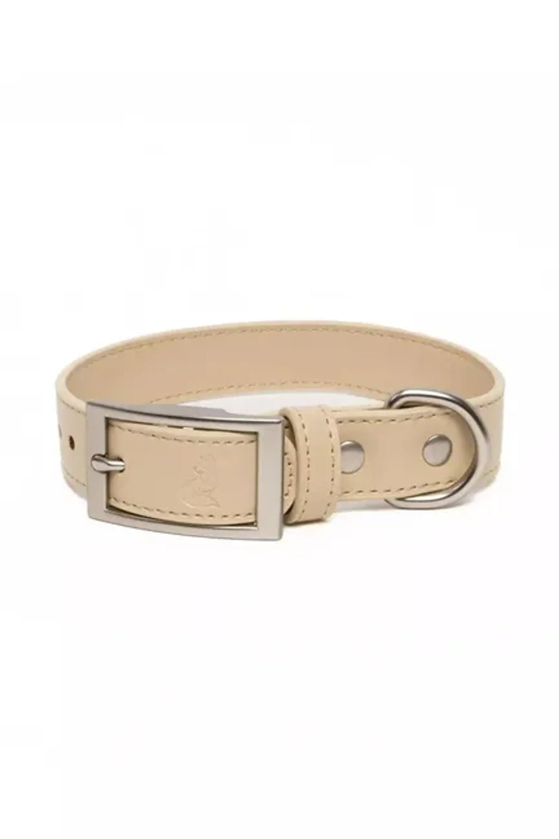 Champagne color vegan leather dog collar