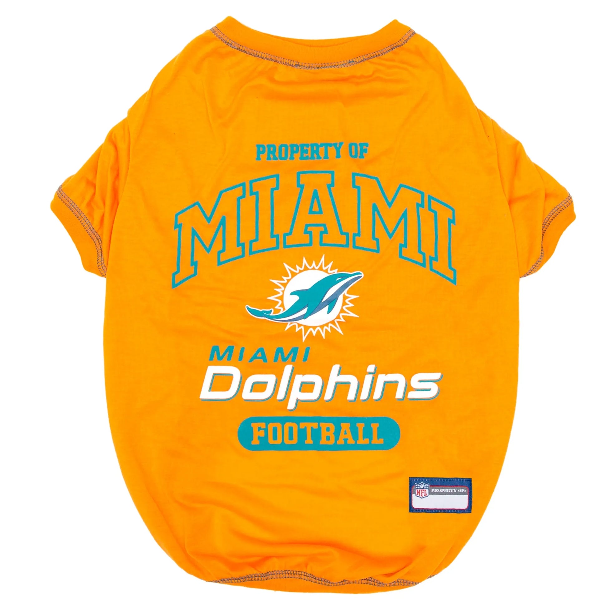 Orange with blue miami dolphins dog tee shirt