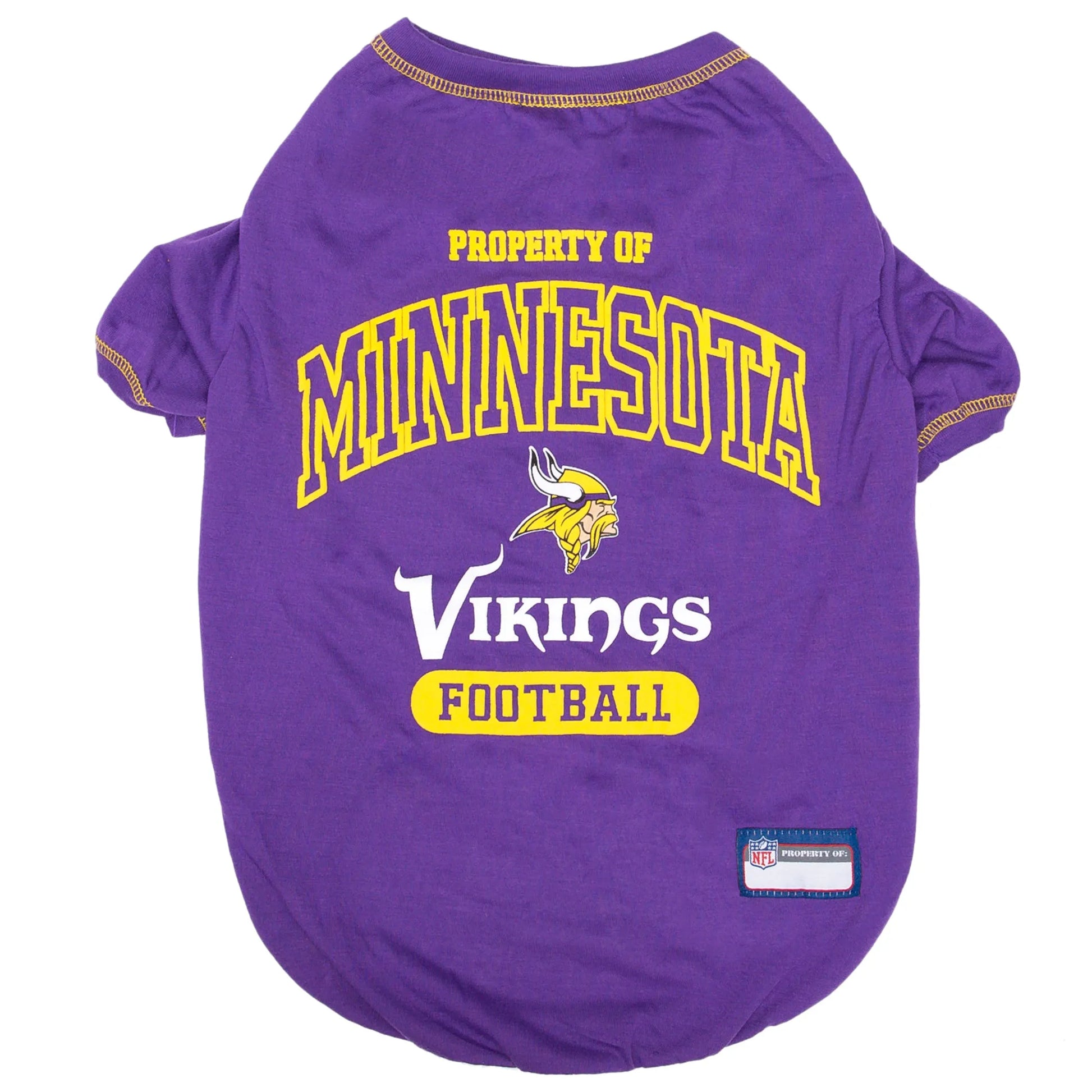 Purple with yellow Minnesota viking dog tee shirt