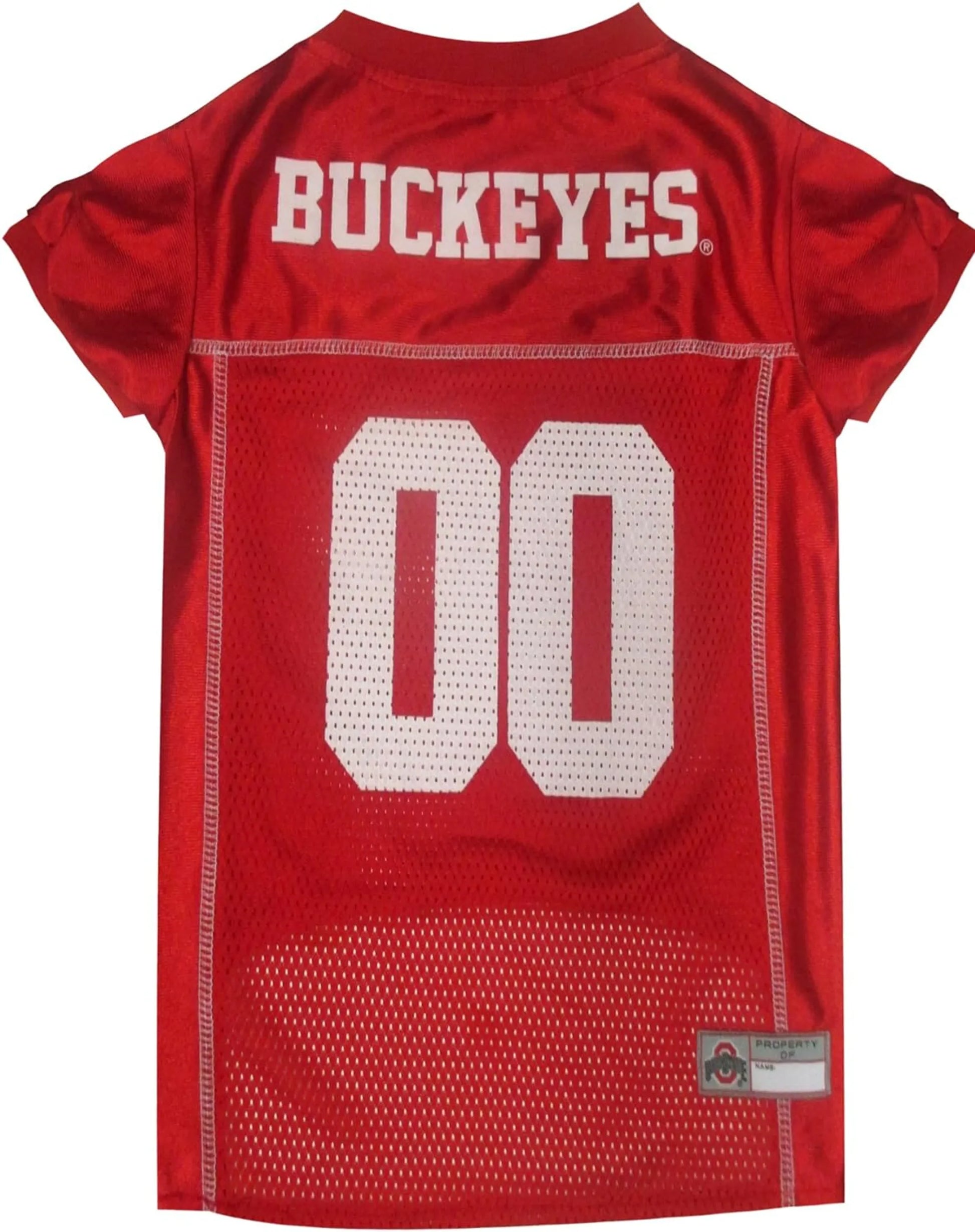 Red with white buckeyes dog jersey