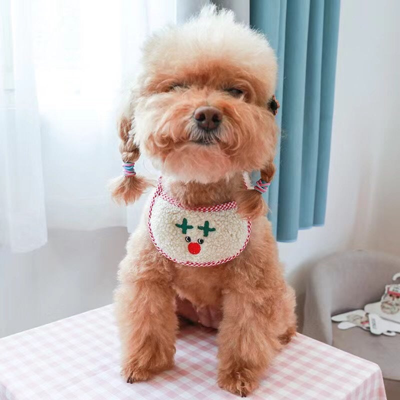 Brown dog in christmas motif bib