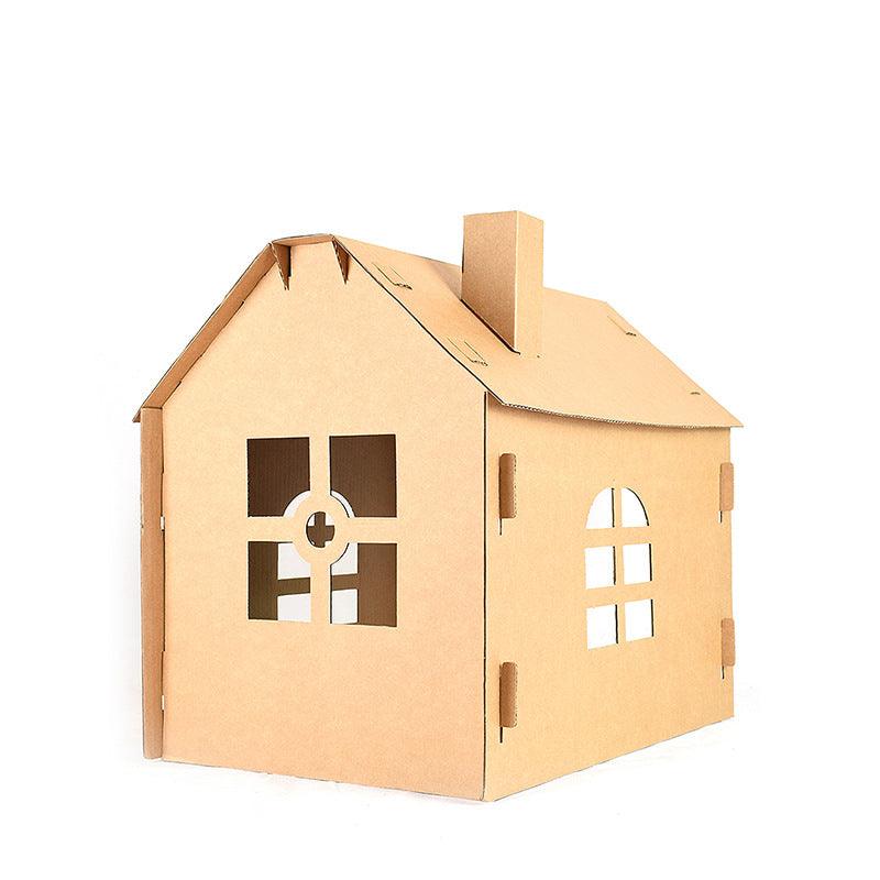 Cardboard house model on a white background