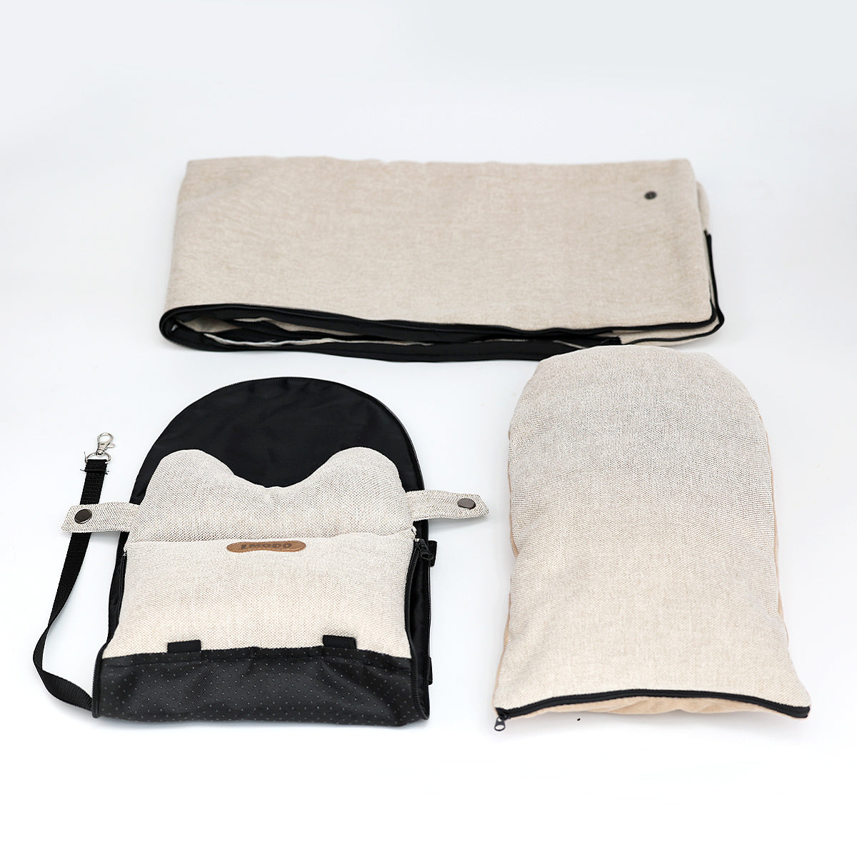 beige Car Seat Bed Portable Dog Carrier pieces