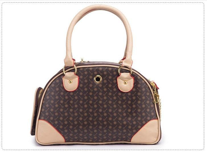 Luxury Leather Pet Travel Tote: Stylish And Practical Dog And Cat Carrier brown