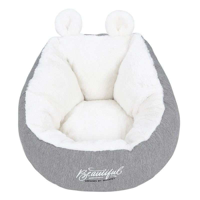 Grey pet bed white inners