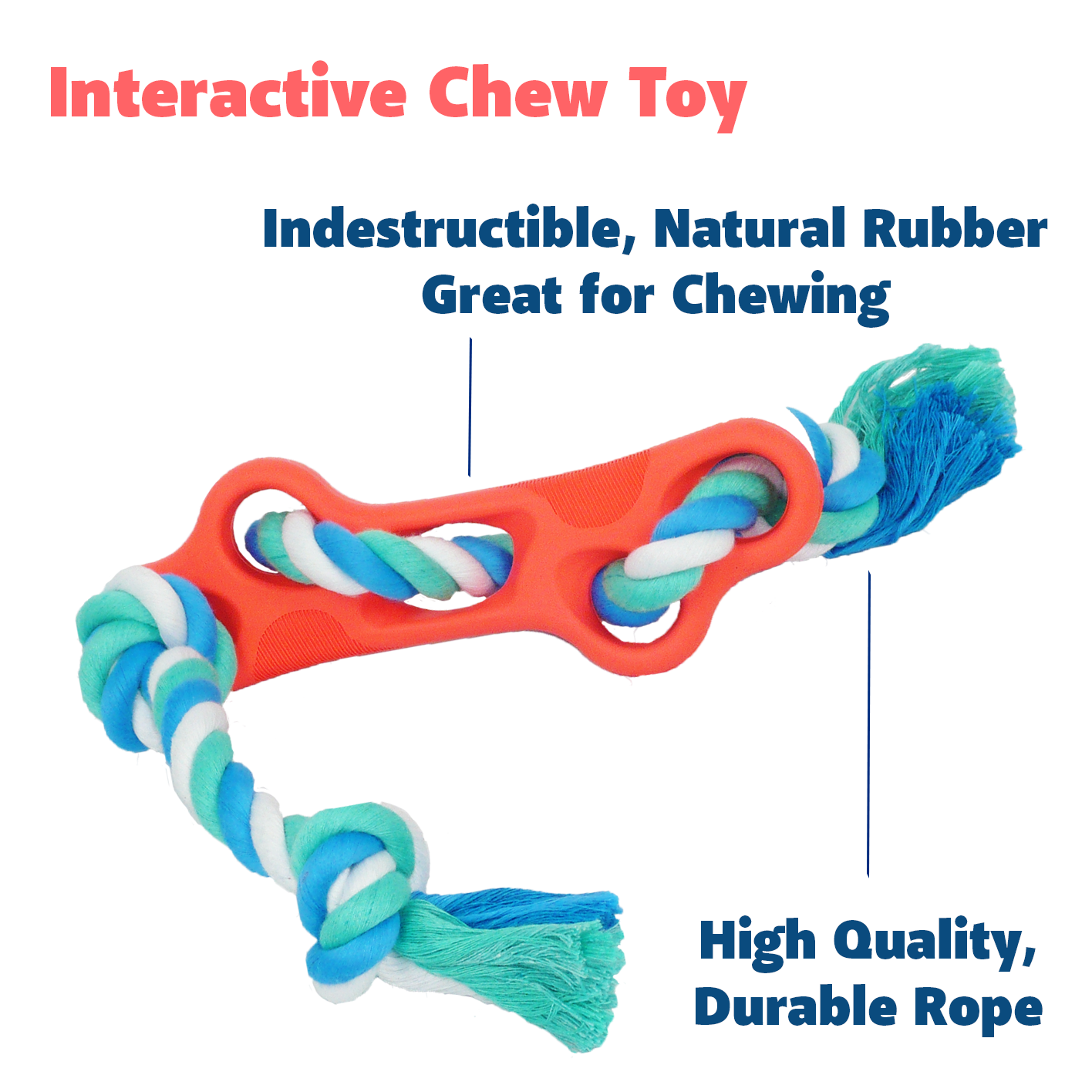 interactive red and blue chew toy with durable rope