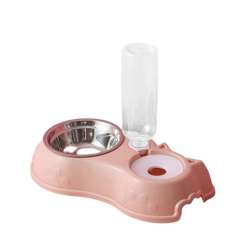 500ML Dog Bowl Cat Feeder Bowl With Dog Water Bottle Automatic Drinking Pet Bowl Cat Food Bowl Pet Stainless Steel Double 3 Bowl-8