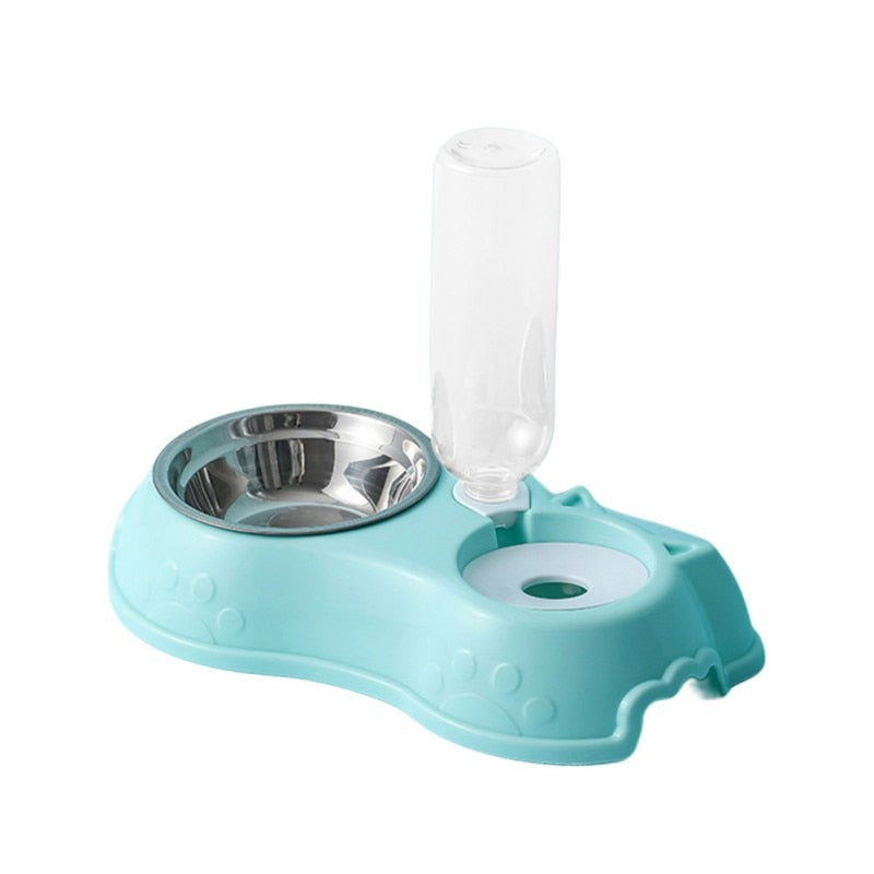 500ML Dog Bowl Cat Feeder Bowl With Dog Water Bottle Automatic Drinking Pet Bowl Cat Food Bowl Pet Stainless Steel Double 3 Bowl-7