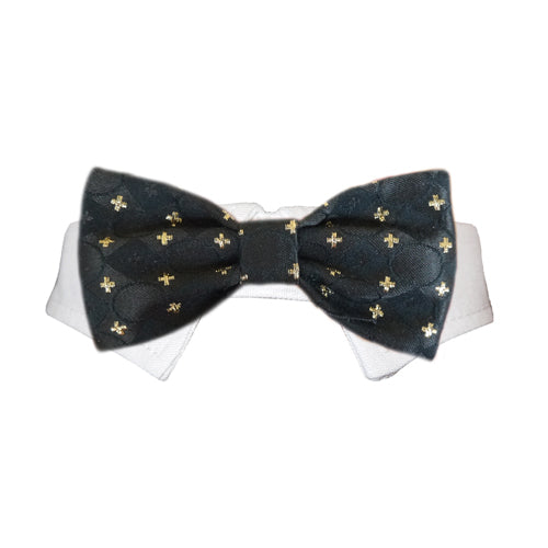 Green gold print dog bow tie