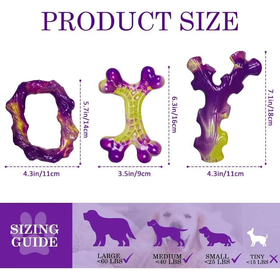 3 Pack Indestructible Bacon Flavored Dog Toy