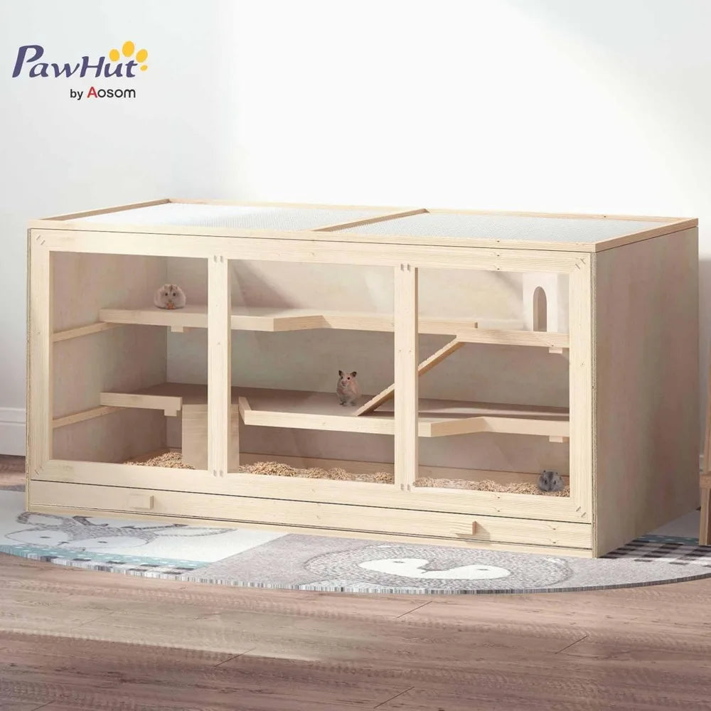 Large wooden small pet habitat in room