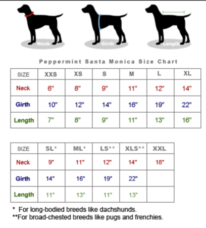 Dog neck girth length dog chart