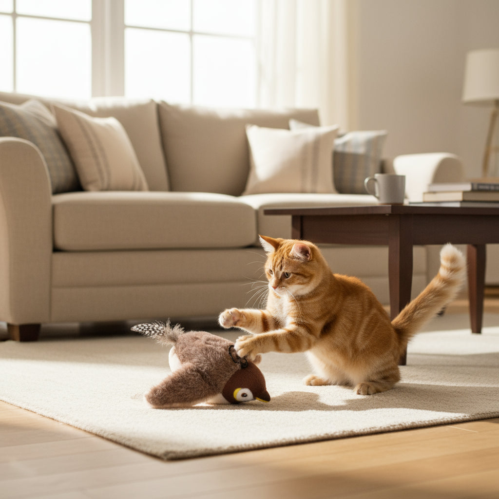 cat playing with Automatic Flapping Bird
