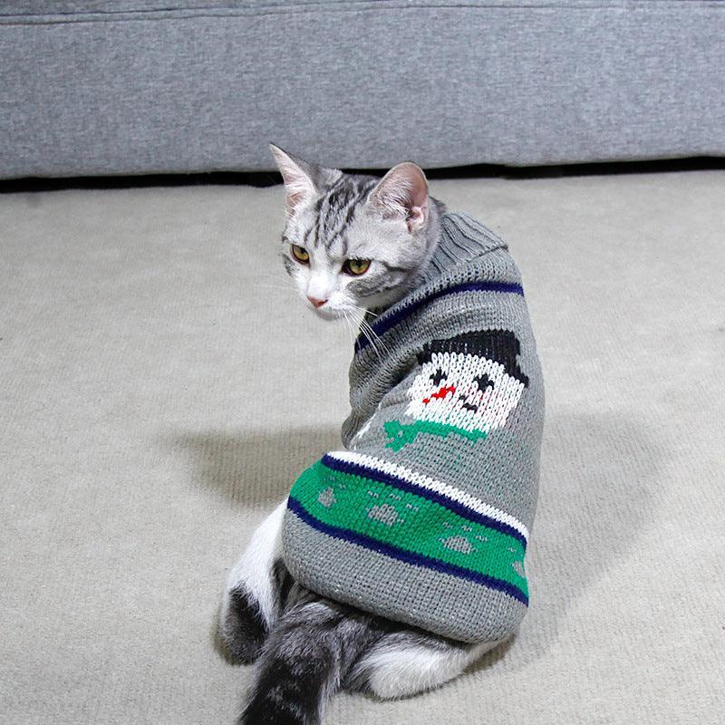 Cozy Christmas Pet Sweater: Festive Knitted High Collar Clothes For Dogs And Cats-5