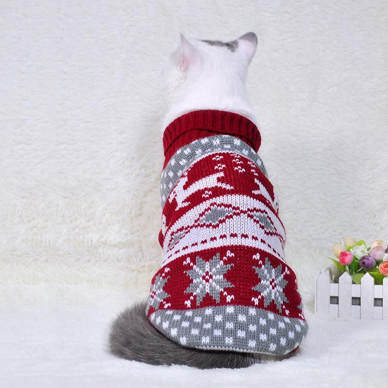 Cozy Christmas Pet Sweater: Festive Knitted High Collar Clothes For Dogs And Cats-6