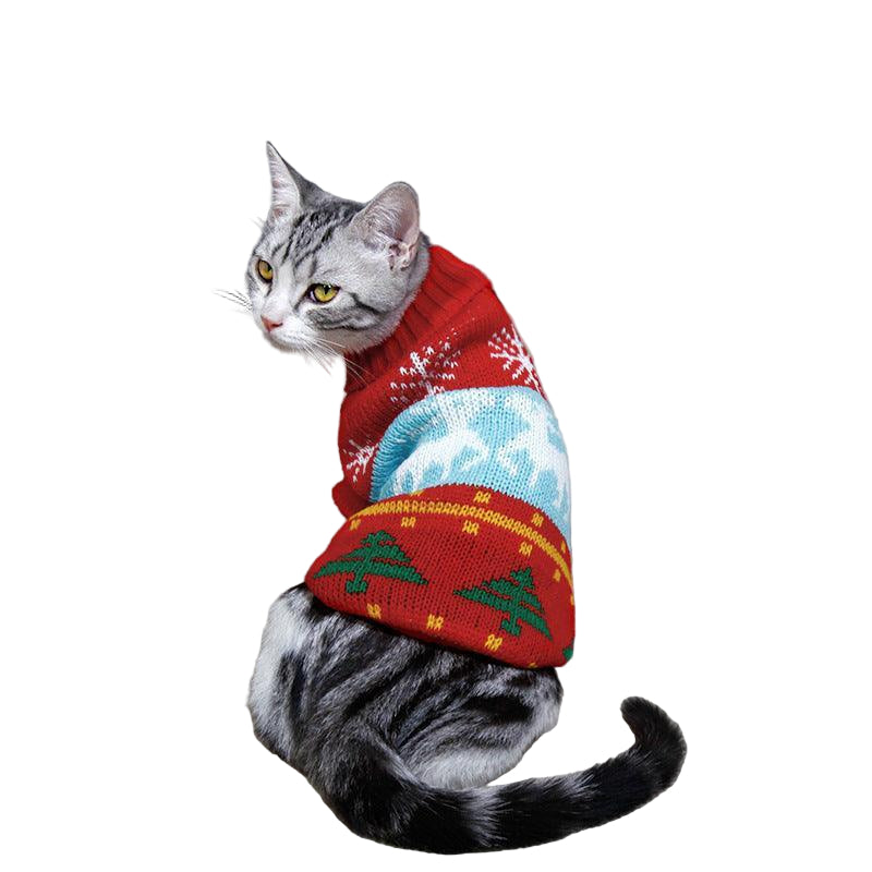 Cozy Christmas Pet Sweater: Festive Knitted High Collar Clothes For Dogs And Cats-0