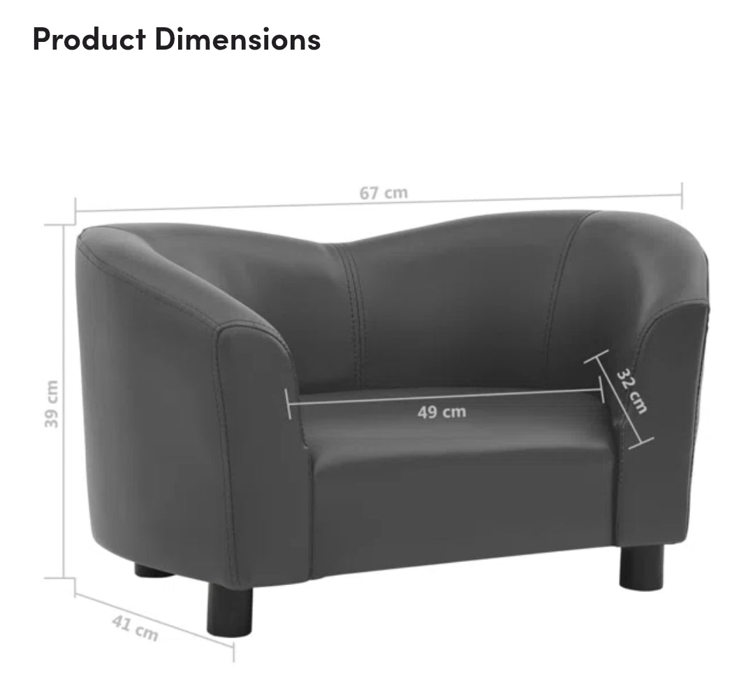 Dimensions black long faux leather dog bed